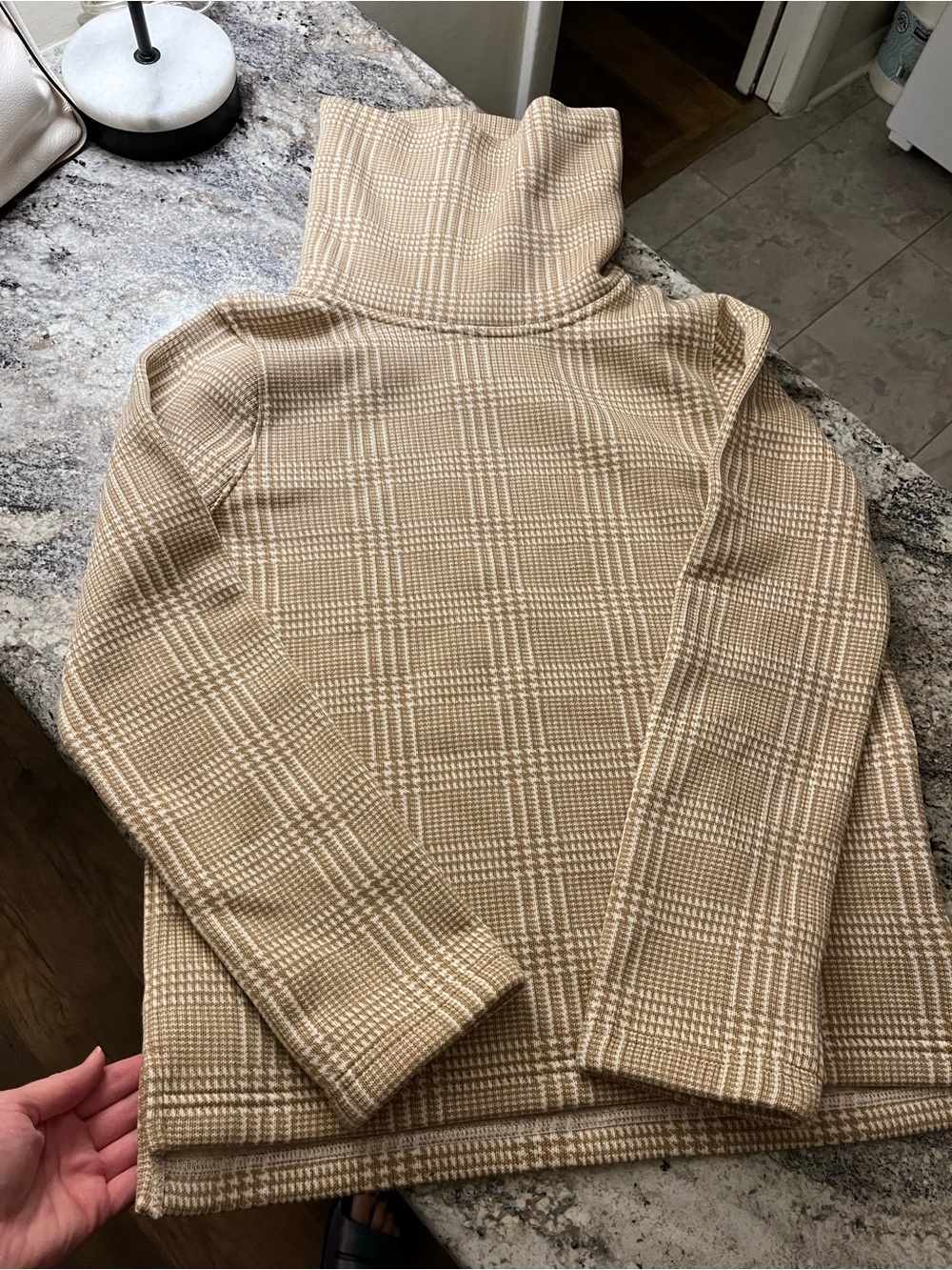 J. Crew Camel and White Houndstooth Knit Pullover - Picture 1 of 3